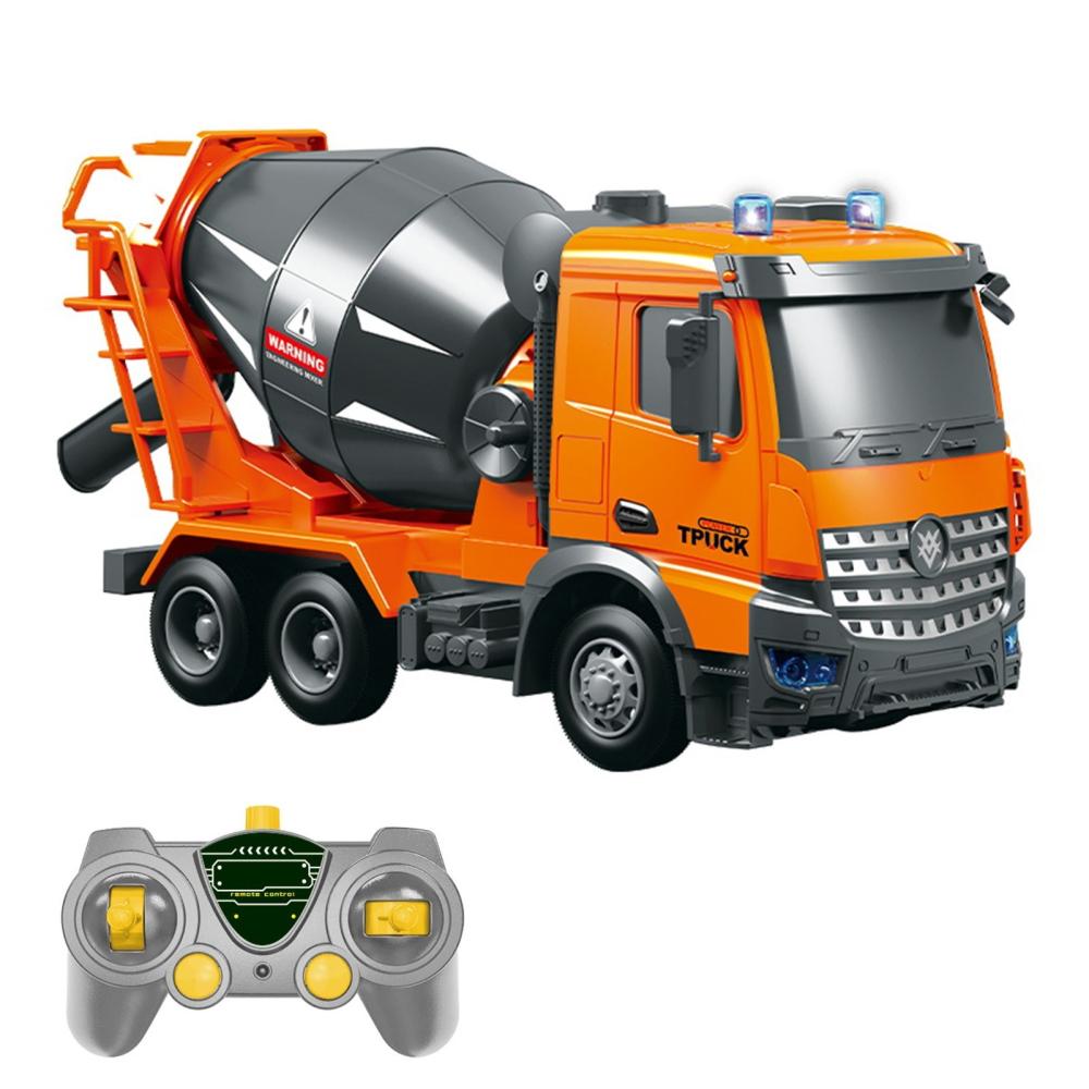 1/14 Electric Remote Control Crane Truck Construction Vehicles Toys with Lights and Music One-Key Demonstration Lifting Arm Engineering Car Orange |  Cars Cars Cars