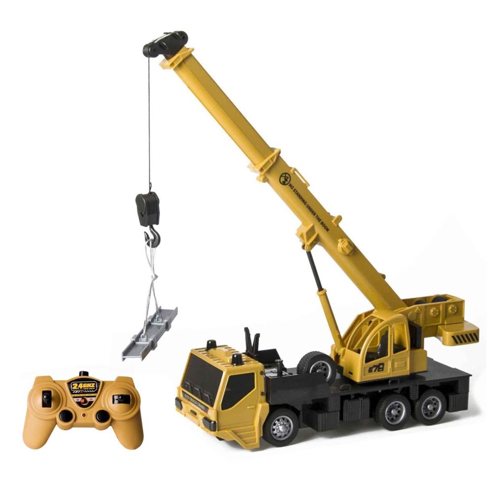 2.4GHz 6 Channel Construction Crane with Light Rechargeable Truck Crane Set Yellow |  Cars Cars Cars