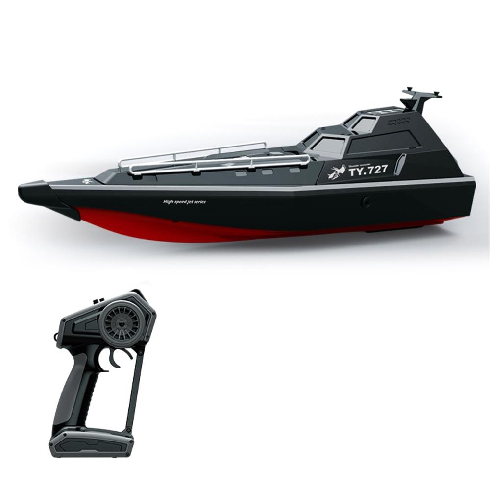 2.4GHz High Speed 30km/h Turbojet Speedboat Remote Control Ship Intelligent Alarm/Capsizing Reset/Precision Waterproofing Black |  Boats Boats Black