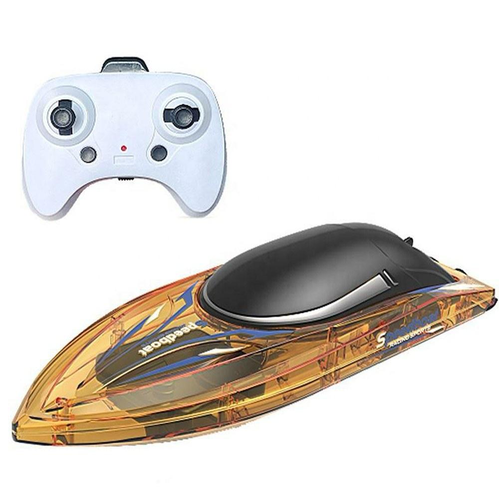 2.4GHz High Speed Remote Control Speedboat for Pool and Lake Electric Boat Toy with LED Light Yellow |  Boats Boats Boats