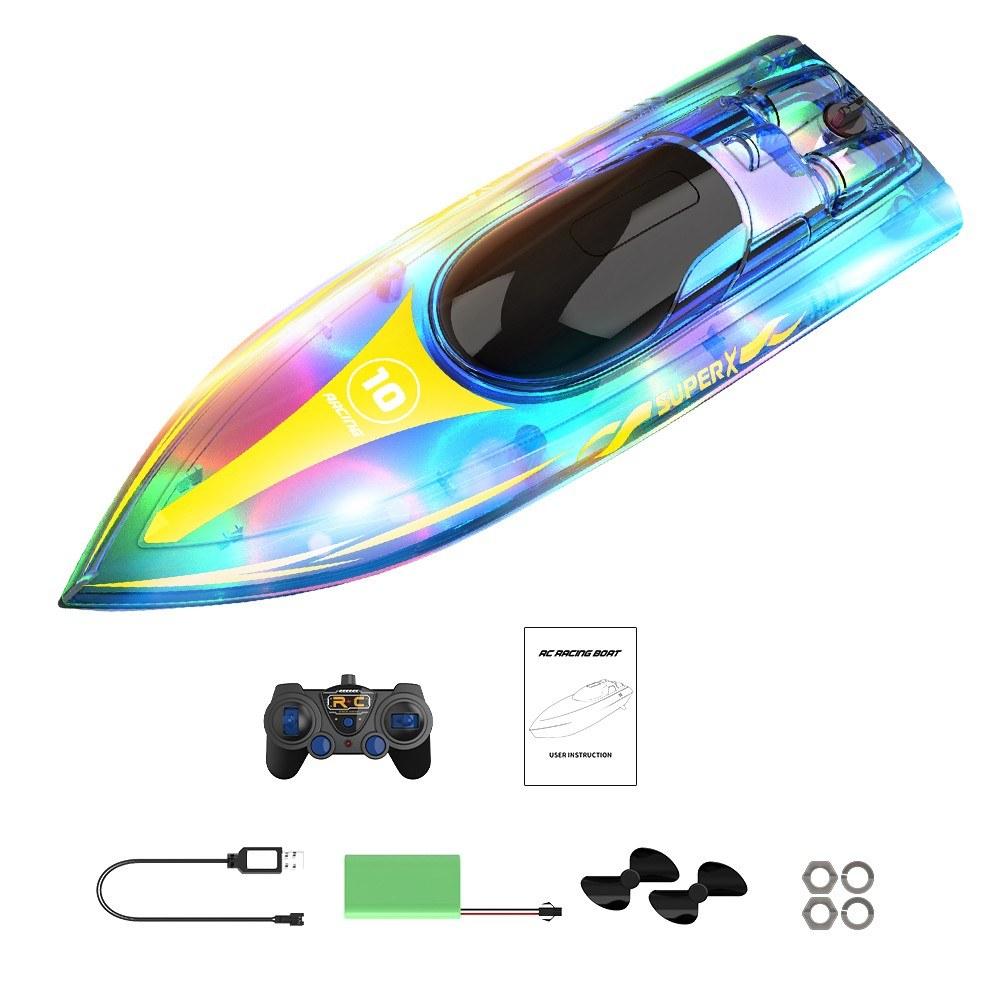 2.4GHz Remote Control Boat with LED Lights Electric Racing Boat Blue |  Boats Boats Blue