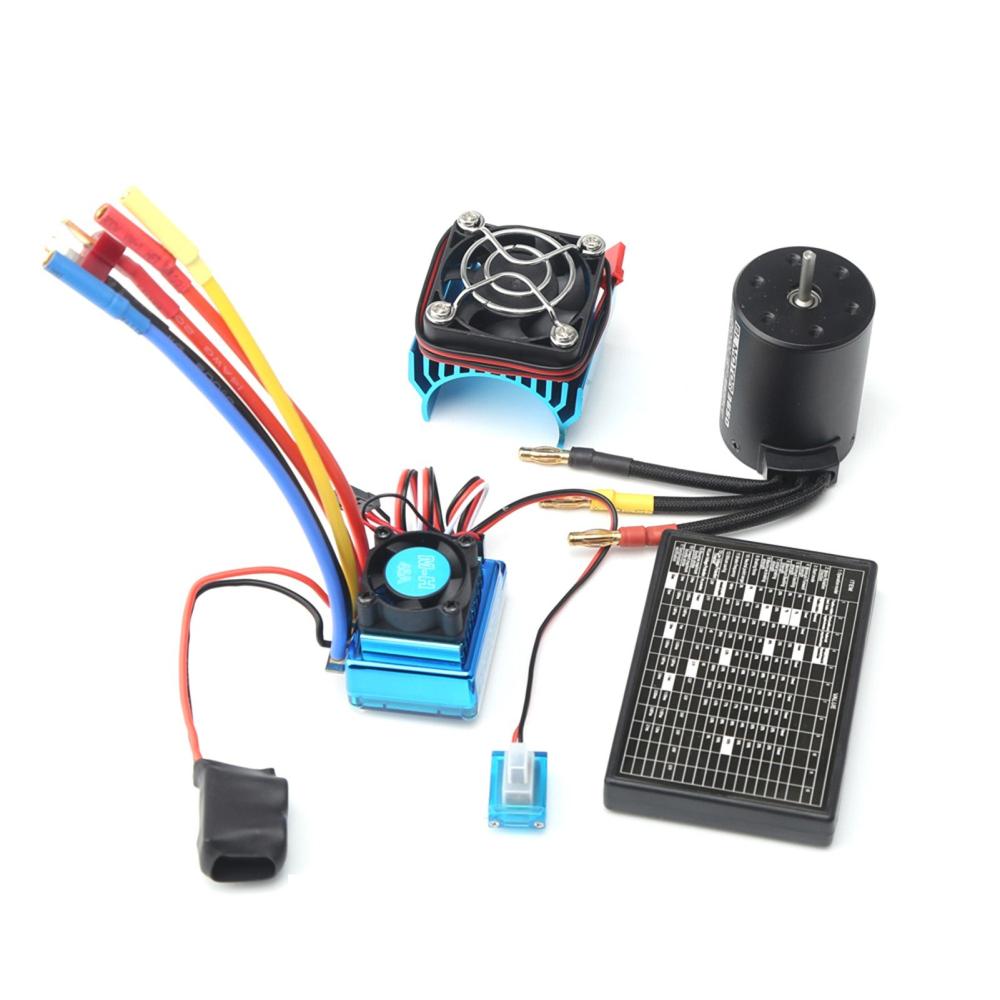 3650 Brushless Motor 3900KV with 120A Brushless ESC Heat Sink Programming Card for 1/8/ 1/10 RC Car RC Boat Part  |  Car Parts Car Parts Car Parts