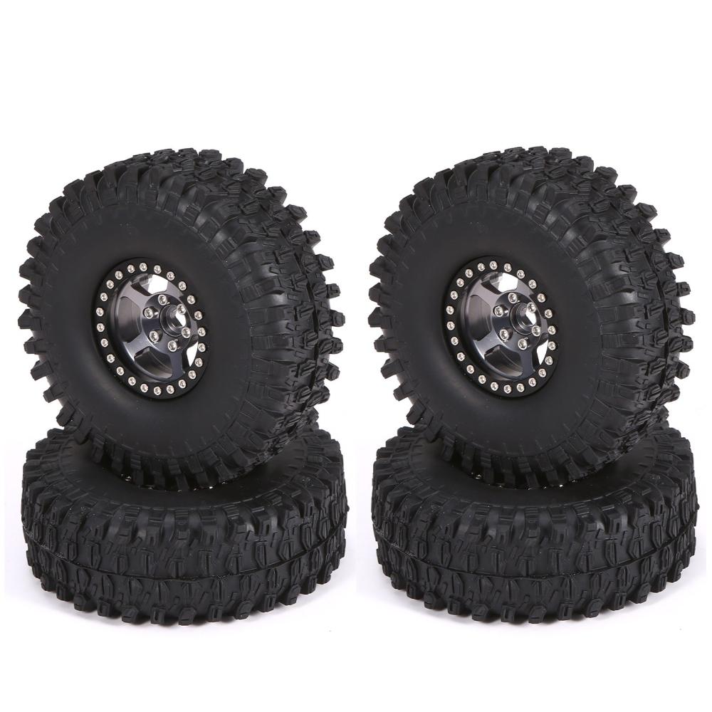 4PCS Remote Control Tires with Metal Rim Replacement for AXIAL SCX10 90046 TRX TRX4 RC4WD D90 hsp redcat tamiya hpi 1/10 Remote Control Car Dark Grey |  Car Parts Car Parts Car Parts