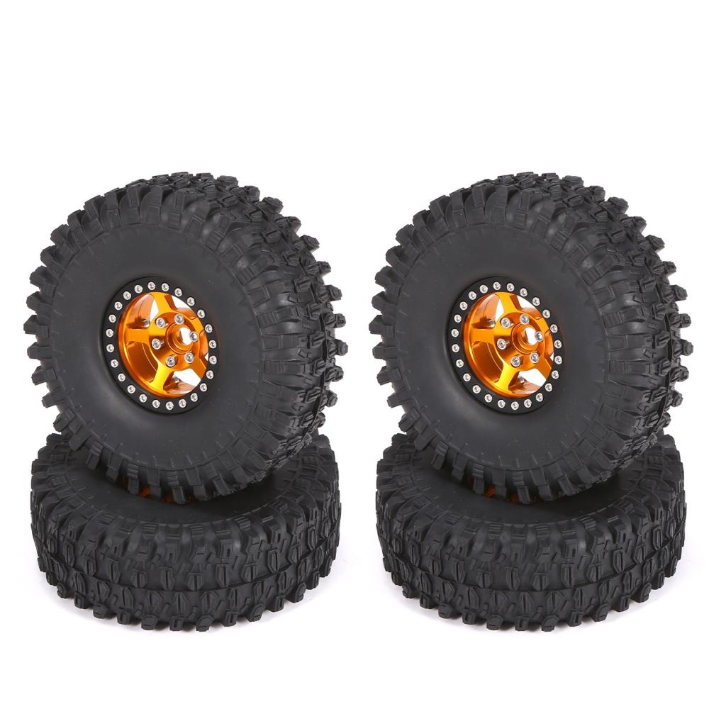 4PCS Remote Control Tires with Metal Rim Replacement for AXIAL SCX10 90046 TRX TRX4 RC4WD D90 hsp redcat tamiya hpi 1/10 Remote Control Car Gold |  Car Parts Car Parts Car Parts