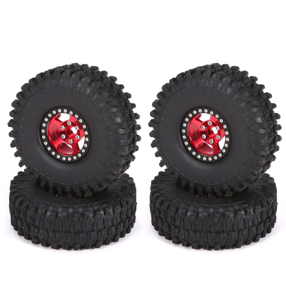 4PCS Remote Control Tires with Metal Rim Replacement for AXIAL SCX10 90046 TRX TRX4 RC4WD D90 hsp redcat tamiya hpi 1/10 Remote Control Car Red |  Car Parts Car Parts Car Parts