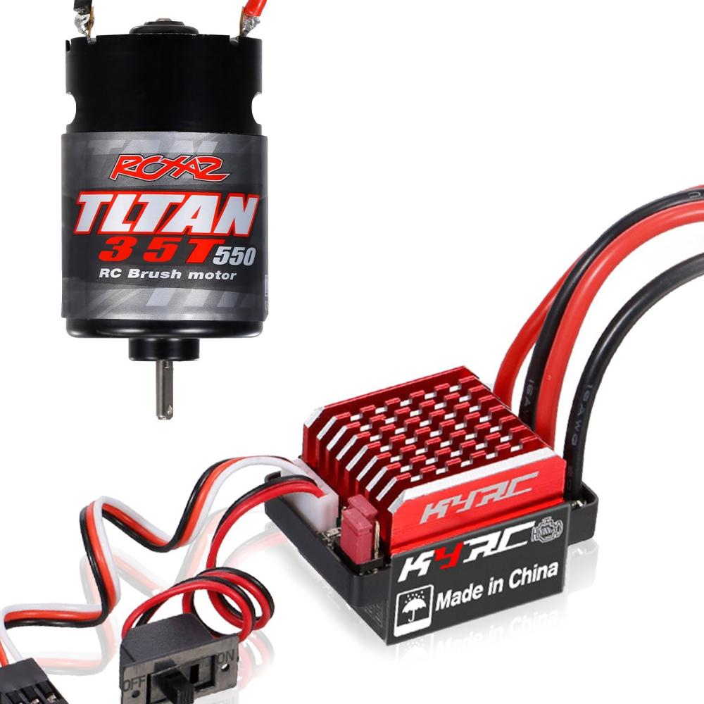 550 35T Brushed Motor with 60A ESC Brushed Electric Speed Controller 6V/2A for Off-road Cross-country Car Compatible with Tamiya 1/14 Tractor Truck Black |  Car Parts Car Parts Black