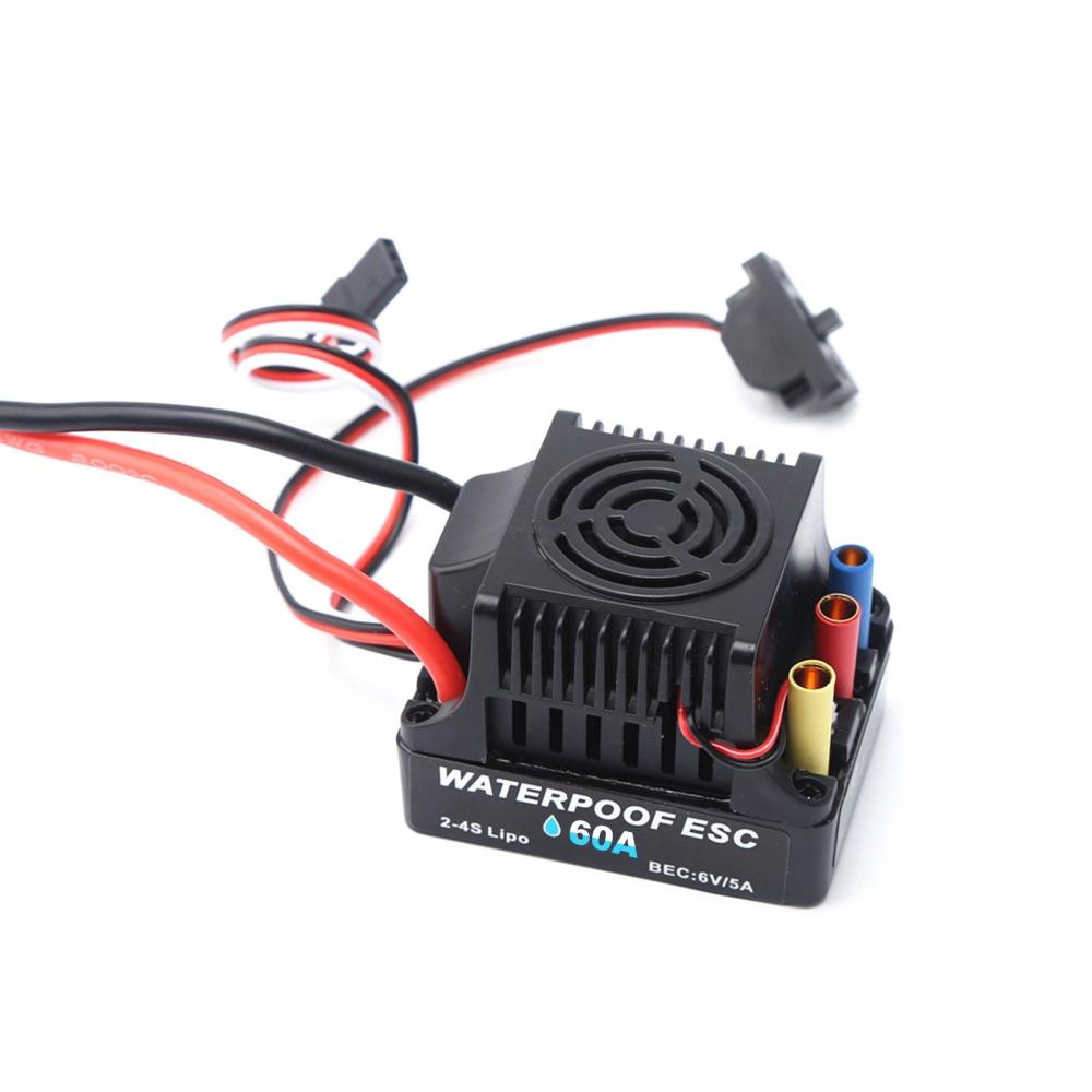 60A Brushless 2-4S ESC Electric Speed Controller 6V 5A BEC T Plug for 1/8 1/10 RC Car Black |  Car Parts Car Parts Black