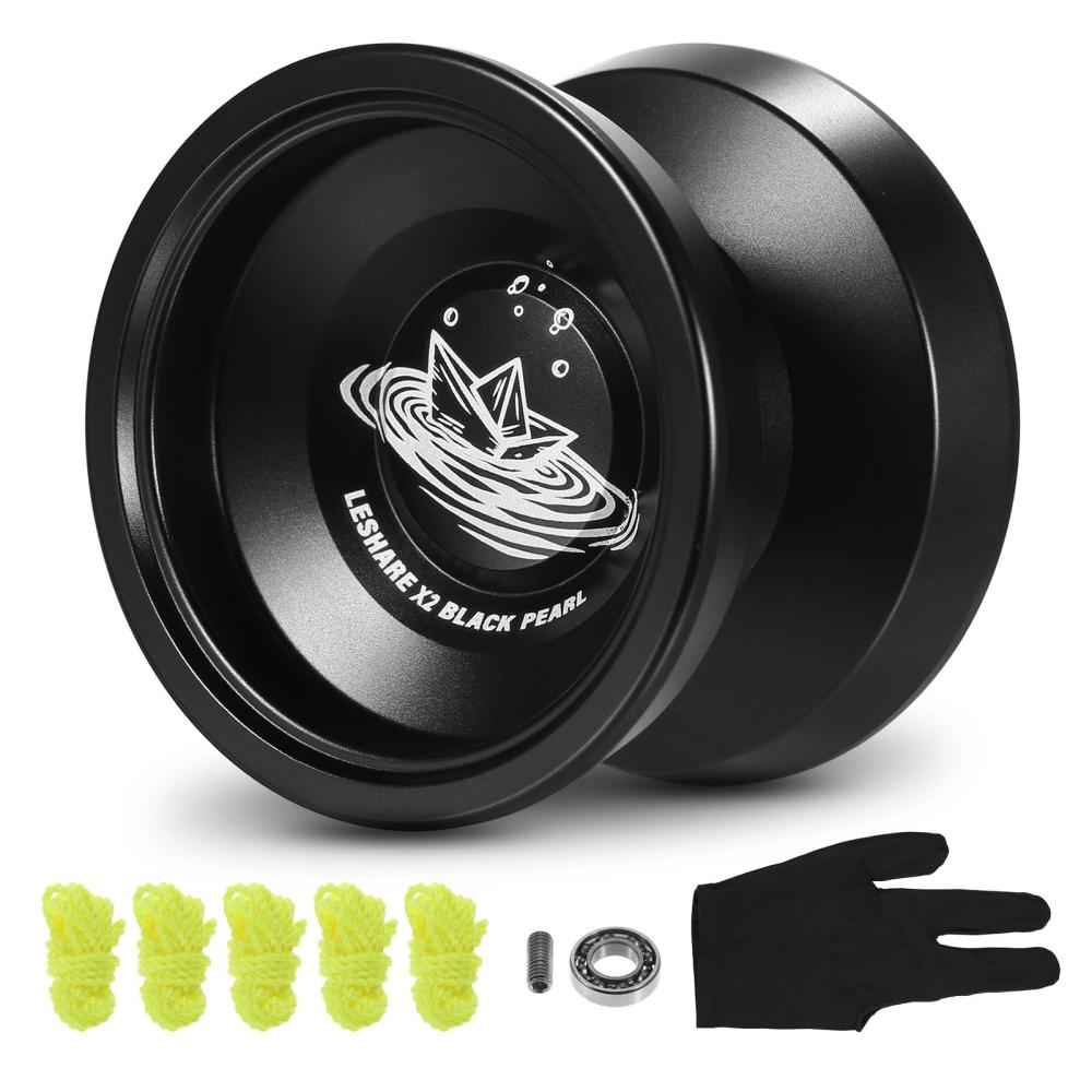 Aluminum Yoyo Ball Competitive Yo Yo Gift with Bearing Strings and Glove Black |  Holiday Supplies Holiday Supplies Black