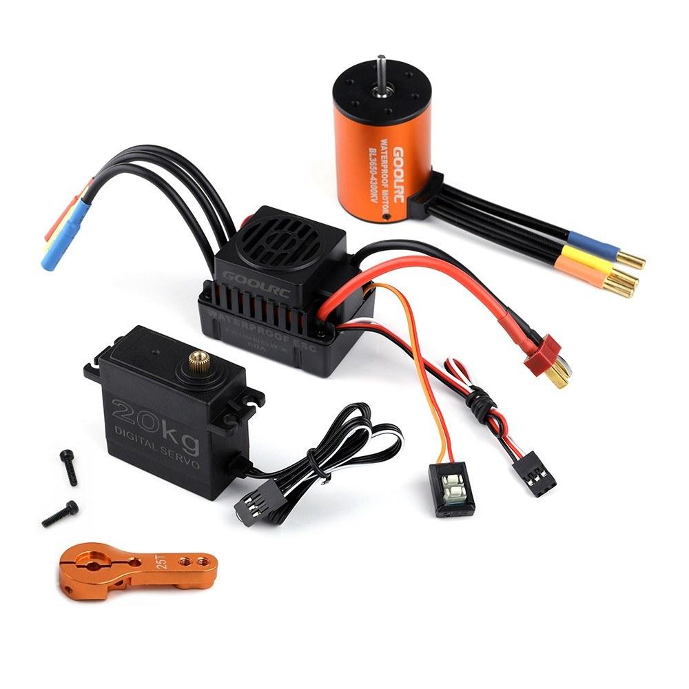 Combo Set 3650 4300KV Motor 60 Brushless ESC 20kg Servo w/ 25T Servo Arm for 1/10 RC Car Truck Off-road  |  Car Parts Car Parts Car Parts