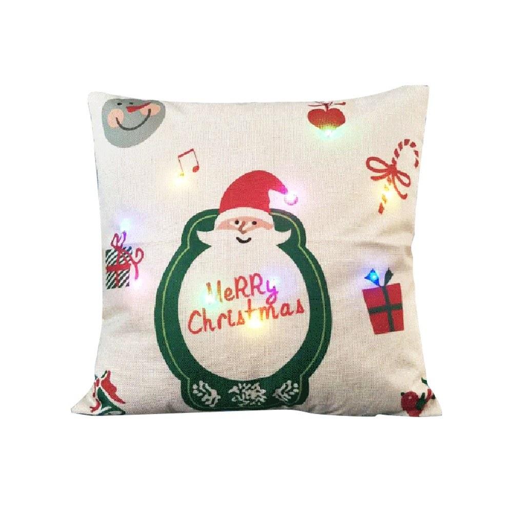 18 * 18 inches / 45 * 45cm Linen Colorful LED Light Merry Christmas Cushion Cover Decorative Sofa Car Throw Pillow Case  |  Novelty RC Toys Novelty RC Toys Novelty RC Toys